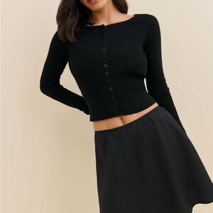 Reformation Meadow Regenerative Merino Cardigan Black - Size S